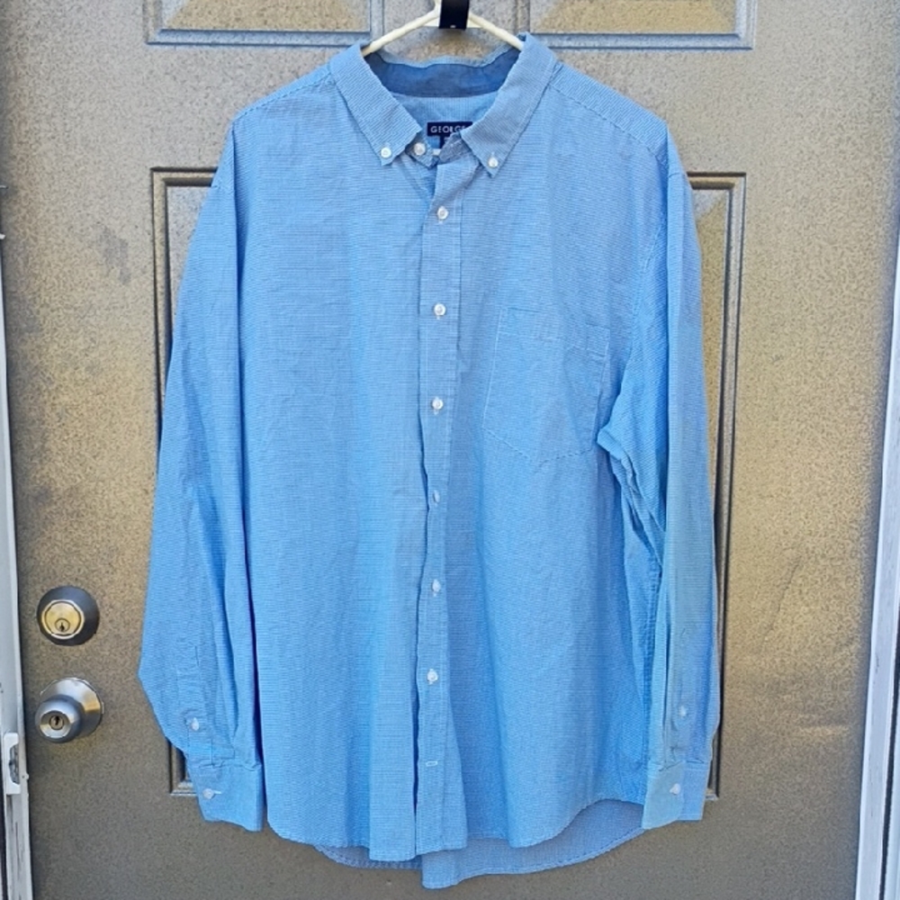 George Light Blue Casual Button Down Shirt Men's 2xl